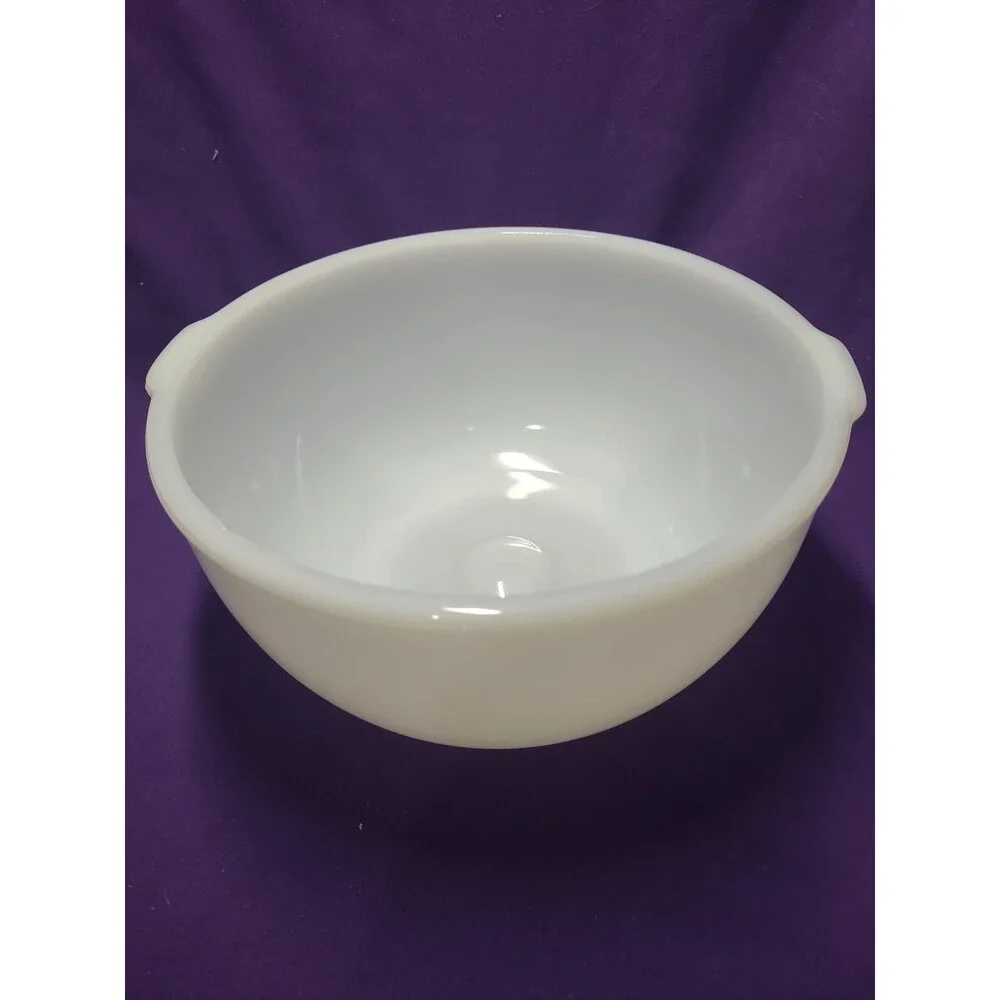 Set Of 2  Vintage Glasbake Fire King Milk Glass Mixing Bowls for Sunbeam Mixer